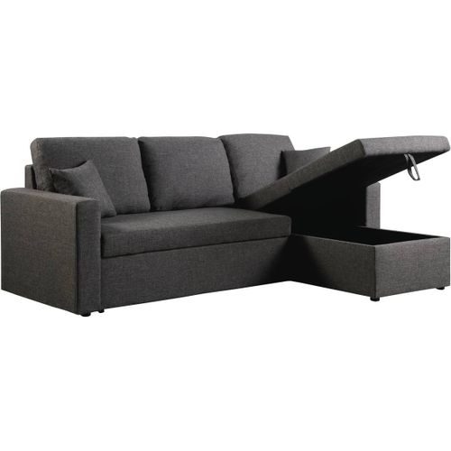 Canapé D'angle Convertible "Alain" - 221 X 145 X 85 Cm - 3 Places - Gris