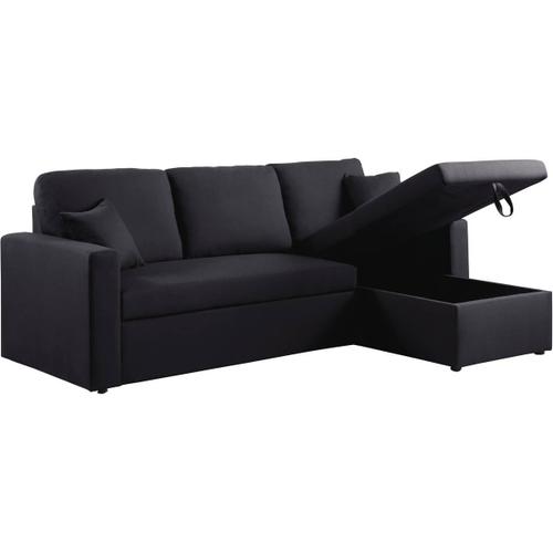 Canapé D'angle Convertible "Alain" - 221 X 145 X 85 Cm - 3 Places - Noir