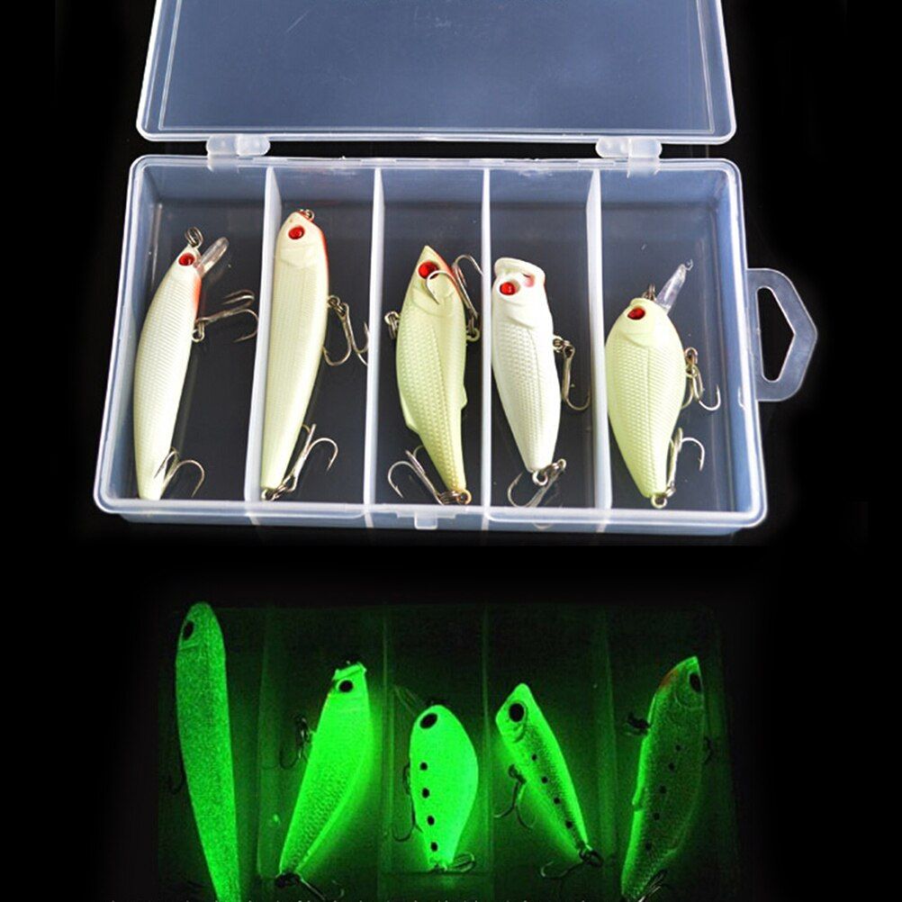5 Pices Lueur Dans L'obscurit Vib Popper Manivelle Minnow ...