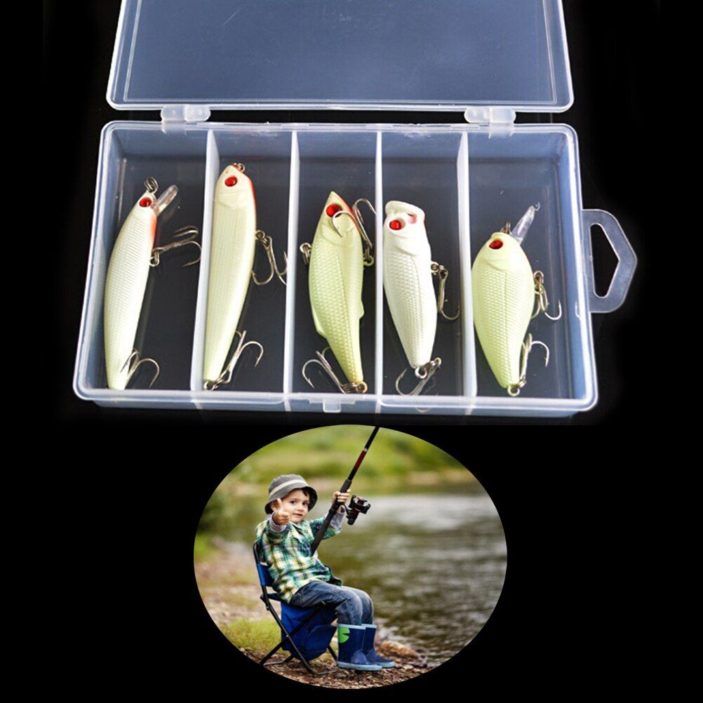 5 Pices Lueur Dans L'obscurit Vib Popper Manivelle Minnow ... - 2