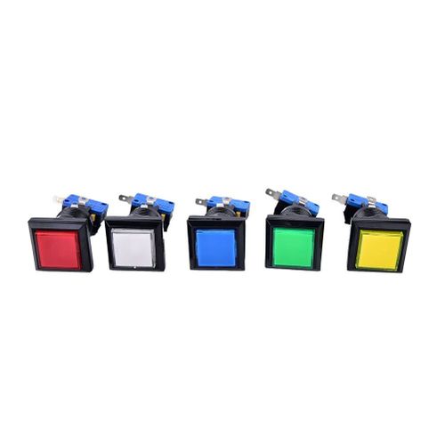 1 Pièces Arcade Led Momentané Illuminé Bouton-Poussoir Carré Jeu Machine Bouton-Poussoir 5 Couleurs