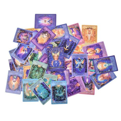 Cartes D'oracle D'ange En Cristal Cartes De Tarot À La Mode Durables Avec La Belle Peinture 44 Pièces/1 Boîte