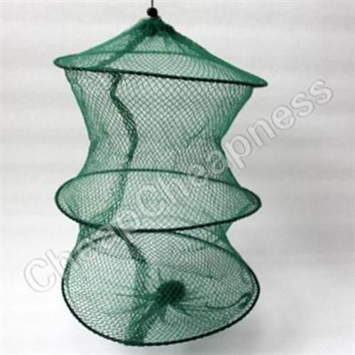 Pliant Rond En Métal Cadre Nylon Maille Crabe Crawdad Crevette Méné Appât Piège Fonte Poisson Filet Pêche Atterrissage Matériel Accessoire 1pc