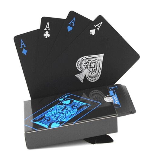 54 Pièces Imperméable À L'eau Pvc Pur Noir Boîte De Magie-Emballé En Plastique Jeu De Cartes Deck Poker Classique Tours De Magie Outil