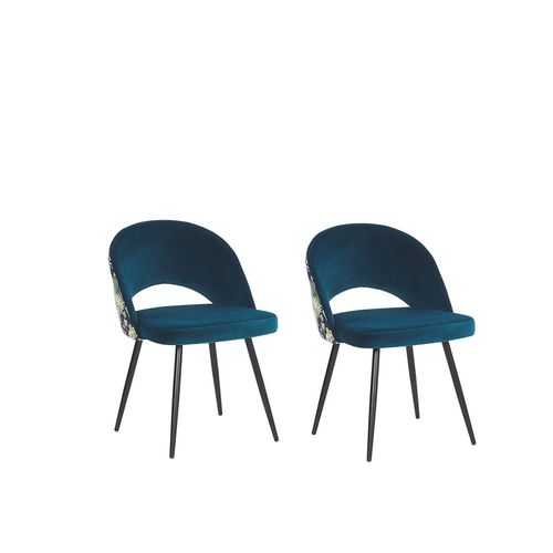 Chaise De Salle À Manger Set De 2 Velours Bleu Azur Vivian