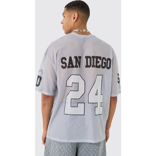 Oversized San Diego Graphic Airtex Half Sleeve T-Shirt Homme - Bleu - Xs, Bleu