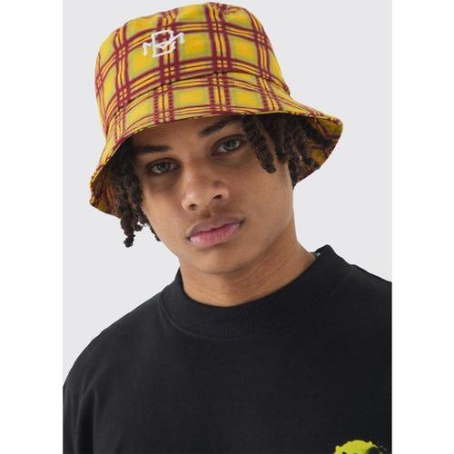 Bm Checked Bucket Hat In Yellow Homme - Jaune - One Size, Jaune