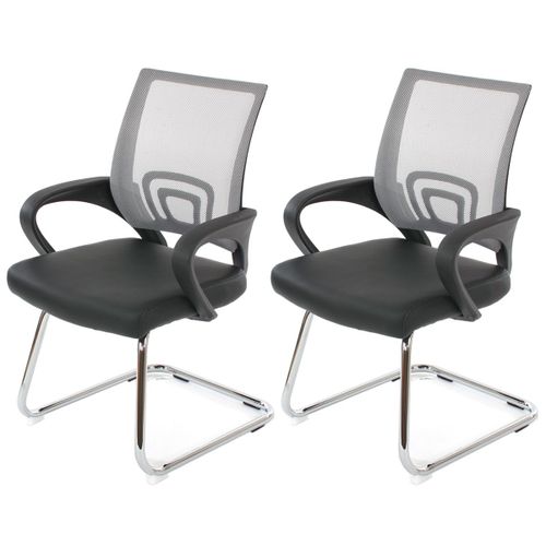 Lot De 2 Chaises De Conférence / Chaise Visiteurs Ancona, Simili-Cuir   Gris