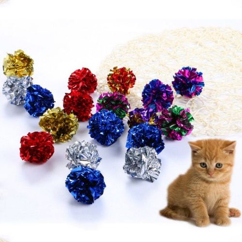 Boules D'aluminium Colorées Froissées Pour Chat, 12 Pièces, Balles En Papier, Jouet Pour Chat, Boules En Mylar