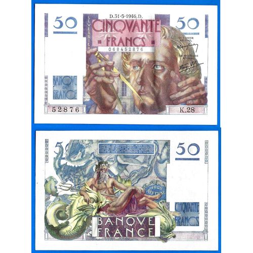 France 50 Francs 1946 Billet Le Verrier Franc Frs Frc Frcs