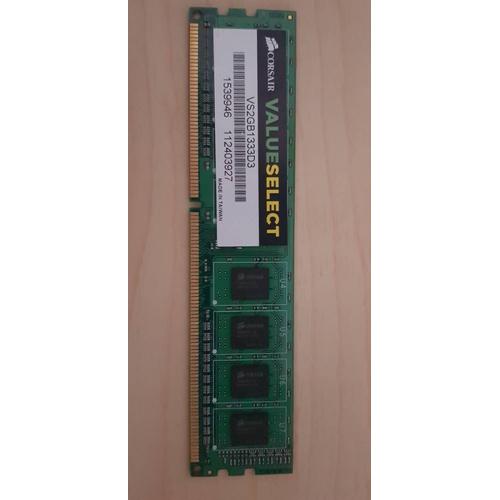 Barrette Mémoire 2Go RAM DDR3 Corsair VS2GB1333D3 DIMM PC3-10600U 1333MHz  1Rx8