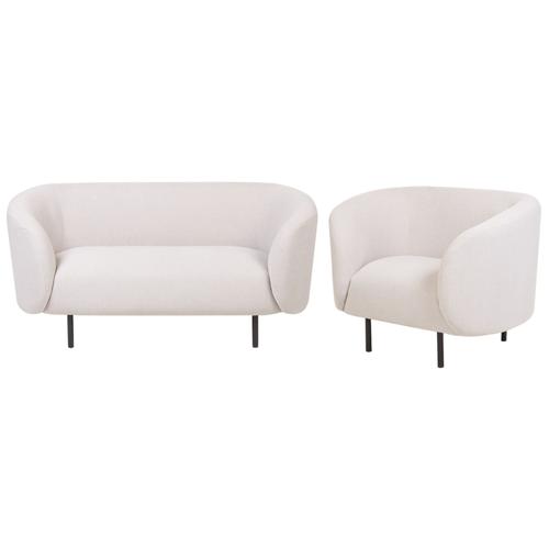 Ensemble Canapé Et Fauteuil 3 Places Beige Et Noir Loen