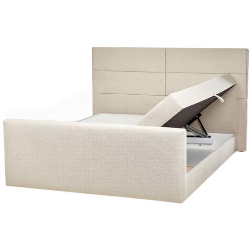 Lit Boxspring En Tissu 180 X 200 Cm Beige Aristocrat