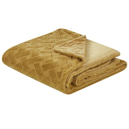 Couvre-Lits Sitapur Fourrure Synthétique 150 X 200 Cm Moutarde