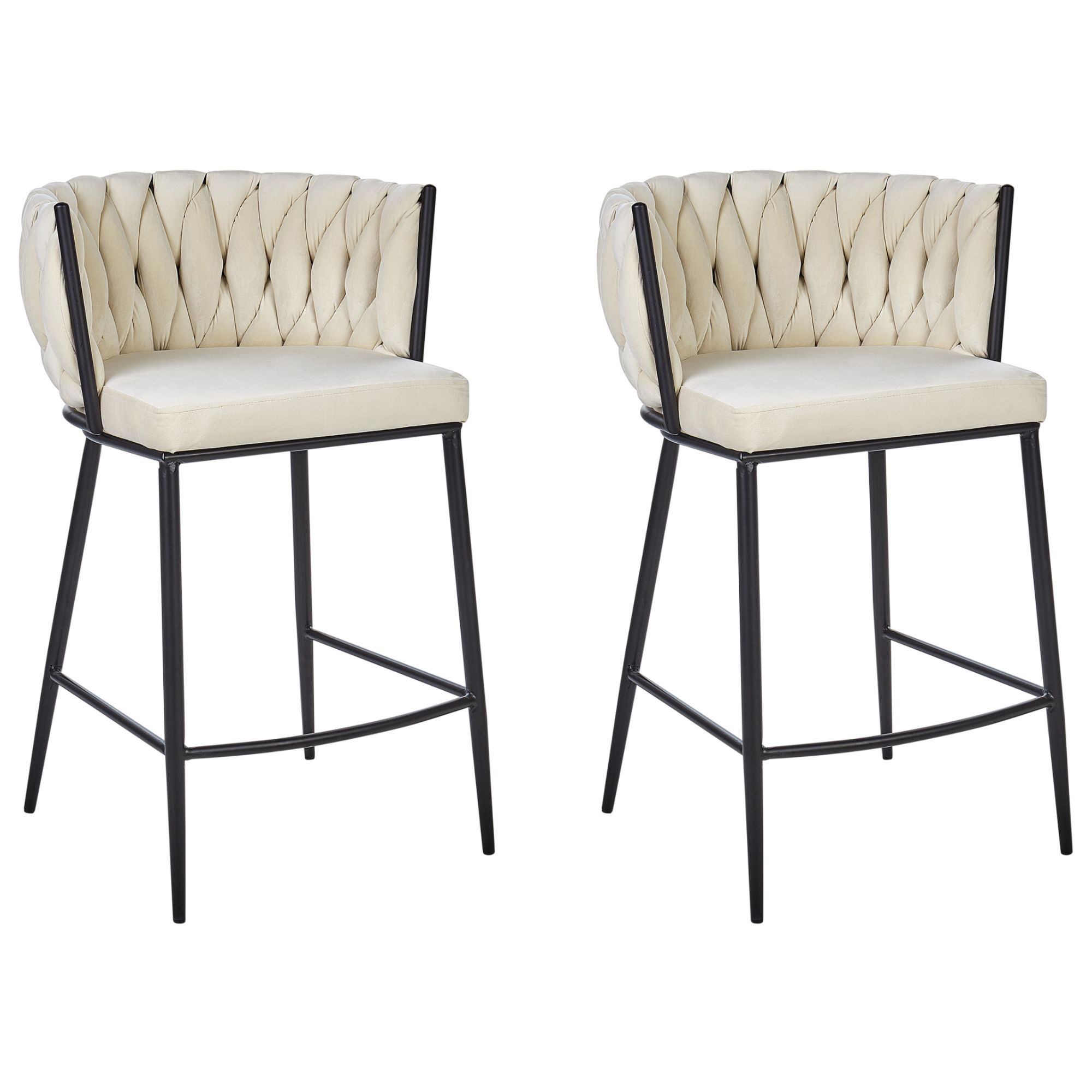 Velours Tabouret De Bar Set De 2 Beige Clair Milan