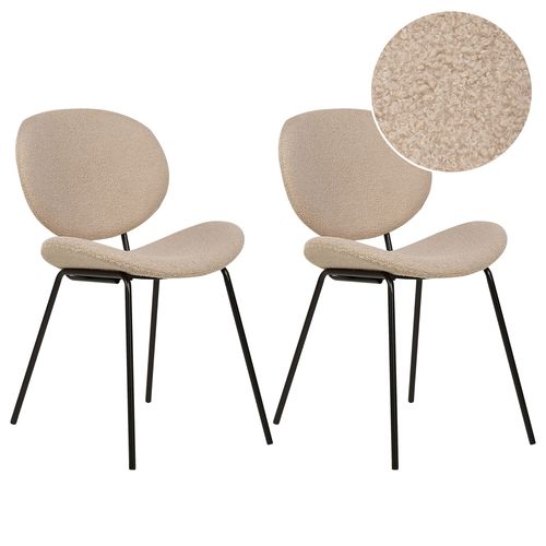 Bouclé Chaise De Salle À Manger Set De 2 Taupe Luana