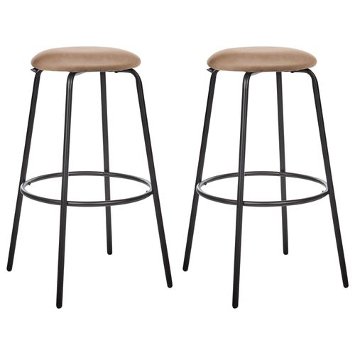 Lot De 2 Tabourets De Bar Morton Velours Marron Clair