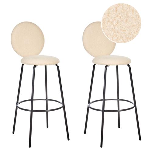 Bouclé Tabouret De Bar Set De 2 Beige Clair Emery