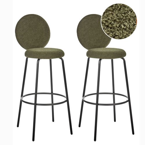 Lot De 2 Chaises De Bar Emery Bouclé Vert Foncé