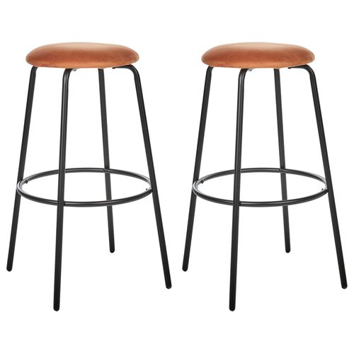 Lot De 2 Tabourets De Bar Morton Velours Orange