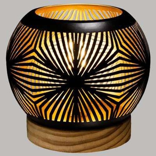 Lampe Boule Métal Et Bois Led