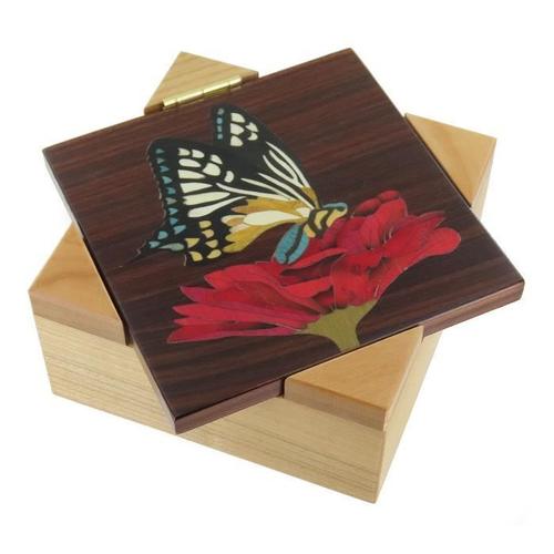 Boîte À Musique - Lutece Creations - La Valse Des Fleurs - Marqueterie Papillon - 18 Notes