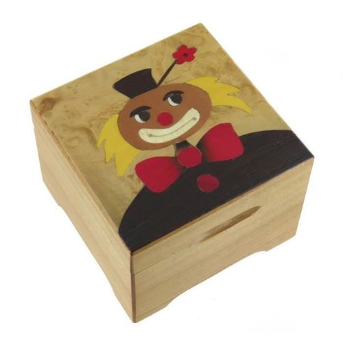 Boîte À Musique - Lutece Creations - Berceuse De Brahms - Marqueterie Clown - 18 Notes