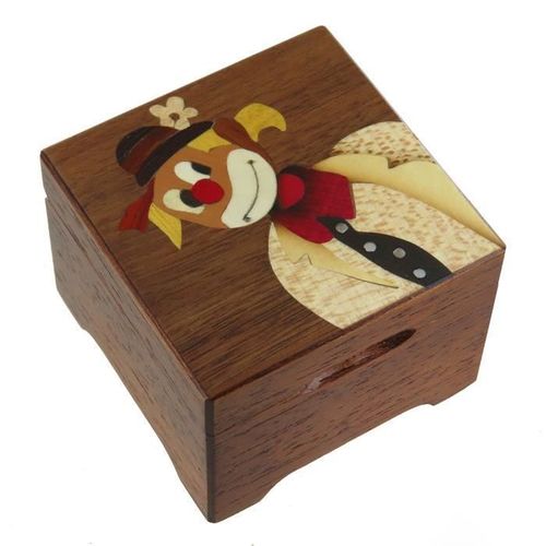 Boîte À Musique - Lutece Creations - Berceuse De Brahms - Marqueterie Clown - 18 Notes