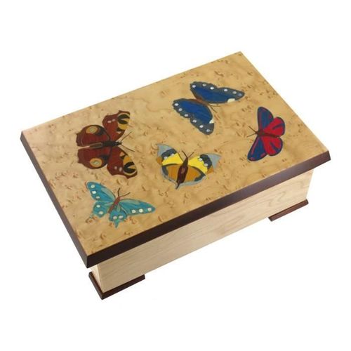 Over The Rainbow (Magicien D'oz) - Boîte À Musique - Boîte Musicale Traditionnelle En Bois Avec Marqueterie Papillons.