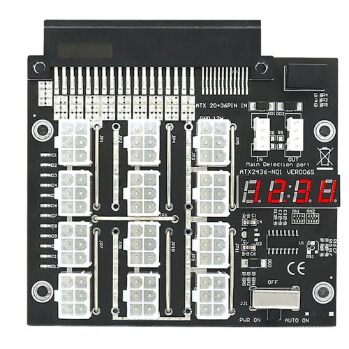 Convertisseur D'Alimentation de Carte de DéRivation ATX 12 Ports 6Pin avec Flash LED pour PSU Server 750W 1100W 2000W pour L'Exploitation MinièRe