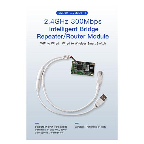 Module WiFi Sans Vers Pont Filaire/Routeur de RéPéTeur de Signal 2,4 GHz Adaptateur RJ45 IngéNierie DIY Network Devices VM300-H