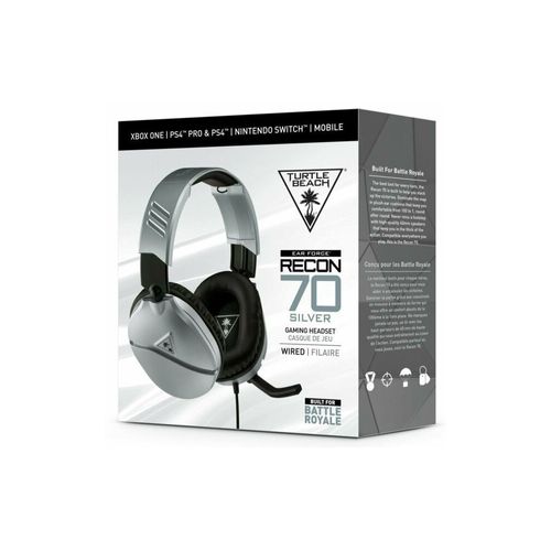 Turtle Beach Recon 70 - Micro-casque - circum-aural - filaire - jack 3,5mm - isolation acoustique - argent