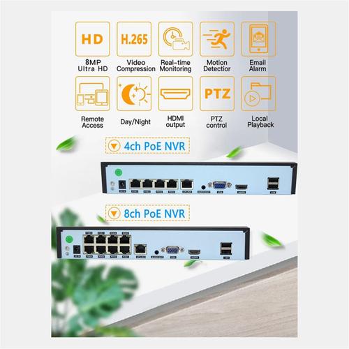 Enregistreur VidéO Xmeye 4K 8CH POE NVR 8 Canaux pour 48V POE 8MP 5MP Surveillance de SéCurité CaméRa IP DéTection de Prise Ue