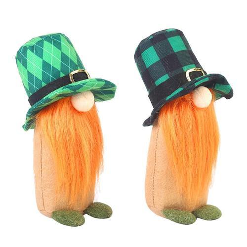 Poupée En Peluche Gnome De La Saint- Faite À Main Elfe Irlandais Ornements Maison Figurines Trèfle Lutin Décoration