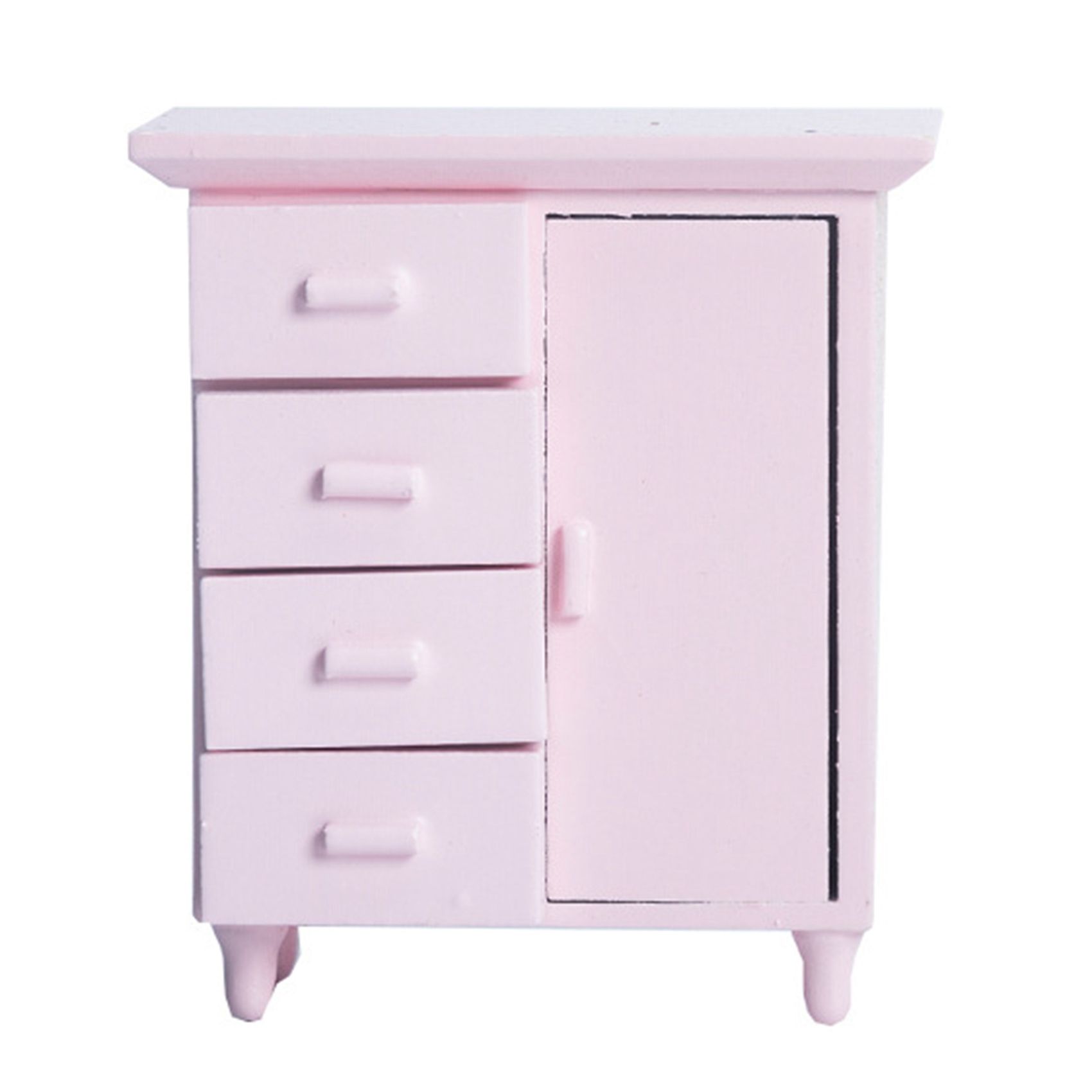 1/12 Maison De Poupée Miniature Blanc 1 Porte 4 Compartiments Armoire Jouet Maison De Poupée Meubles Fabriqués À La Main Décor Mini Armoire Rose