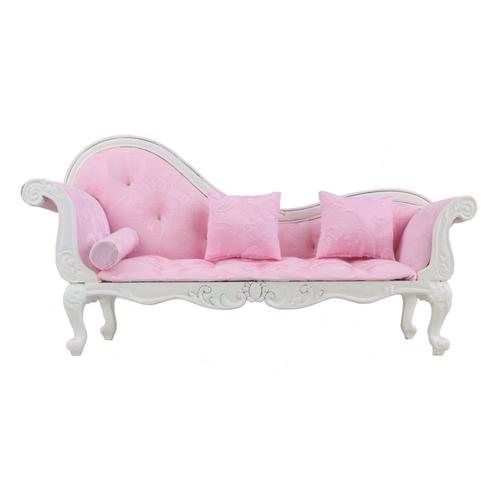 1:6 Maison De Poupée Canapé Miniature Canapé Long Chaise Longue Modèle Inclinable Pour 1:6 Maison De Poupée Bjd Salon Décor Rose