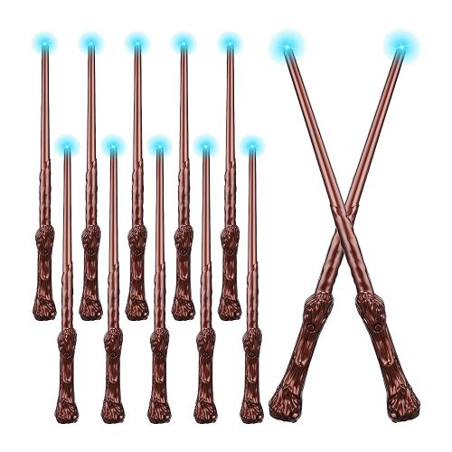 10 Pièces Baguettes De Sorcier Lumineuses Jouet Sonore Illumination De Sorcière Pour Enfants Cadeaux Cosplay Costume De Fête (Marron)