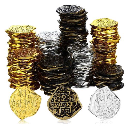 300 Pièces D'or En Plastique Pièces De Monnaie De Pirate Pièces De Pour Enfants Pour Partie De Pirate Jeux De Coffre Au Jetons Cosplay
