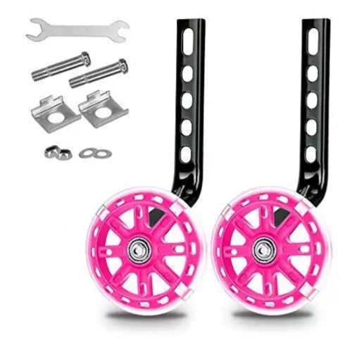 Roues D'entraînement De Vélo Pour Enfants Stabilisateur Réglable De Vélo, Adaptées Au Vélo Pour Enfants De 12 14 16 18 20 Pouces-Rose