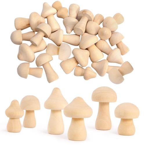 30 Pièces De Champignons En Bois Non 6 Tailles De Champignons En Bois Naturel Pour La Décoration De Projets D'art Et D'artisanat