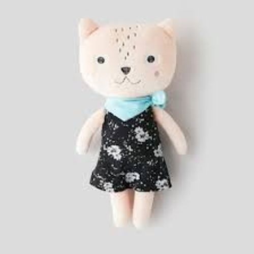 Doudou Chat Tigre Doudoublure Monoprix Rose Pale Beize Robe Bleu Marine Fleurs Peluche Passeport De Doudou Poupée Fille Chatte Comforter Cat Girl