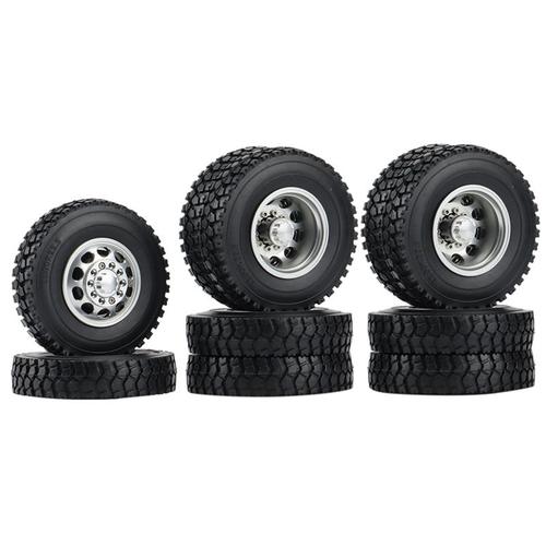 6 Pièces En Métal Et Arrière Moyeu De Roue En Caoutchouc Pneu Roue Ensemble Pour 1/14 Rc Remorque Tracteur Camion Voiture A