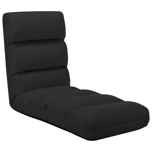 Vidaxl Chaise Pliable De Sol Noir Similicuir