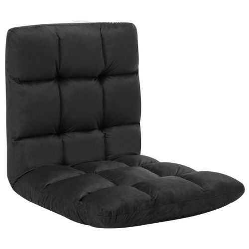 Vidaxl Chaise Pliable De Sol Noir Microfibre