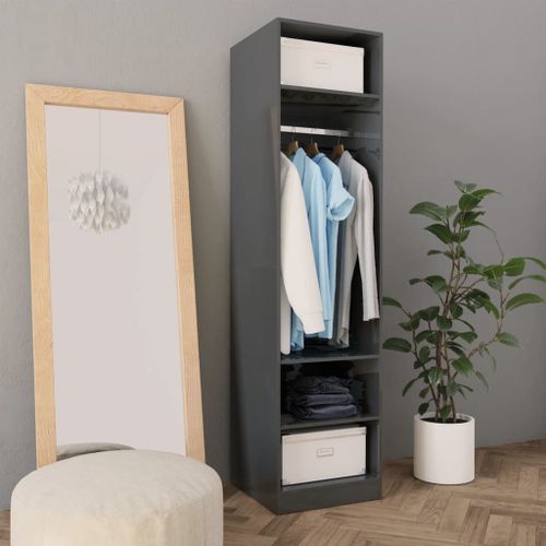 Vidaxl Garde-Robe Gris Brillant 50 X 50 X 200 Cm Aggloméré