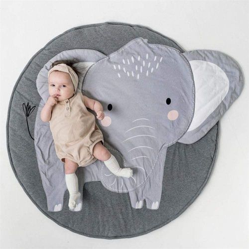 Tapis De Jeu Pour Bébé Rond Anti-Dérapant Pour Bébé Tapis Pour Enfants Eléphant Pour Chambre À Richly (90x90cm)