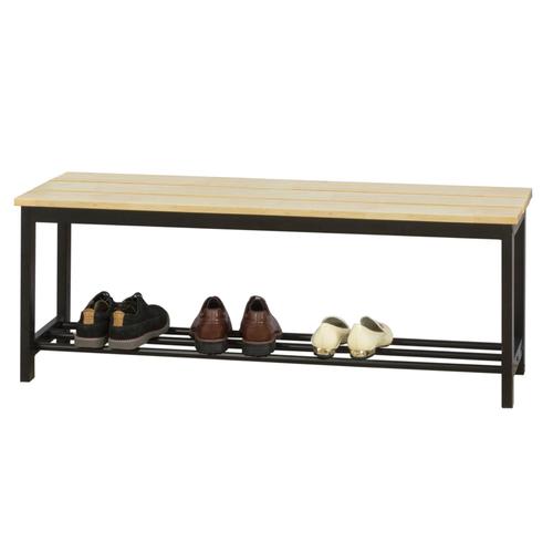 Sobuy Fsr85-N Banc À Chaussures Assise 2 Personnes Meuble D'entrée Étagère À Chaussures Banquette En Bois D¿Hévéa Et Metal Pour Entrée, Salon, Couloir - L120xp34xh45cm