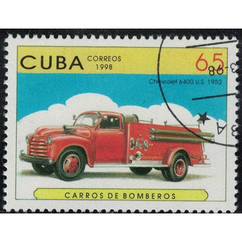 Cuba 1998 Oblitéré Used Transports Voiture Des Pompiers Chevrolet 6400 De 1952 Su
