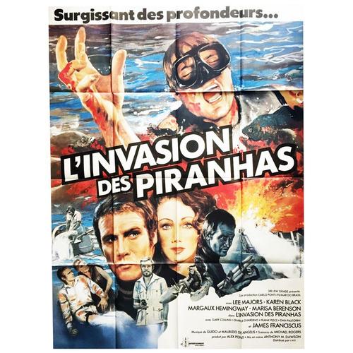 L Invasion Des Piranhas (Killer Fish) - Véritable Affiche De Cinéma Pliée - Format 120x160 Cm - De Antonio Margheriti Avec Lee Majors, Karen Black, James Franciscus - 1979