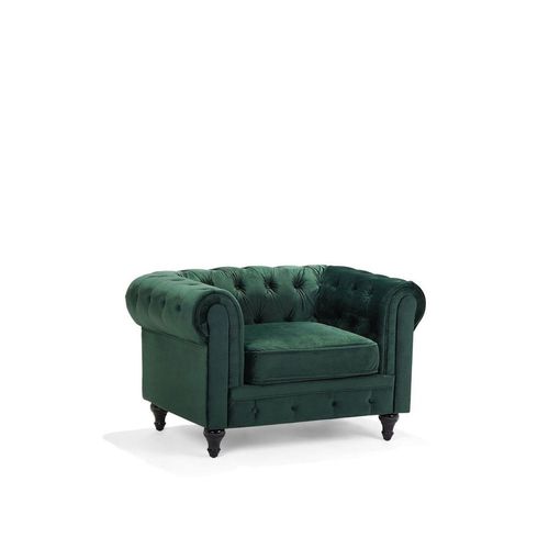 Velours Fauteuil Vert Émeraude Chesterfield